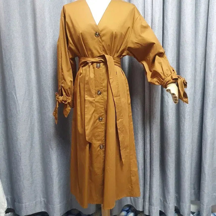 [BUNJANG] Camel Waist Tie Premium Dress / 카멜 허리끈 고급 원피스
