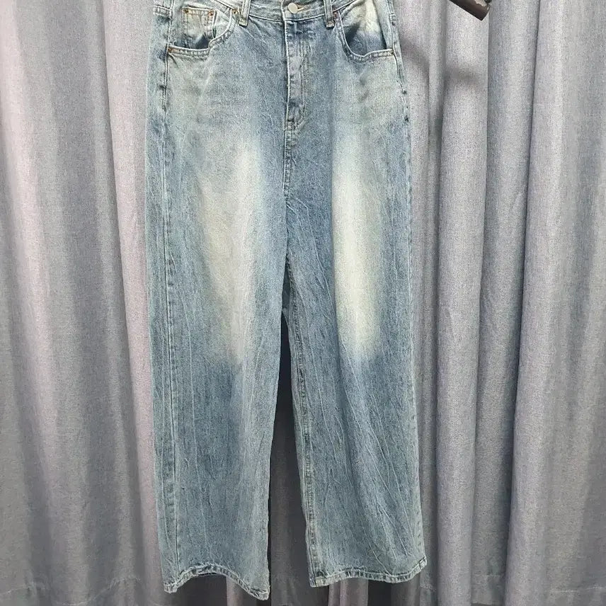 [BUNJANG] L Washing Wide Denim Jeans / L워싱 와이드 데님