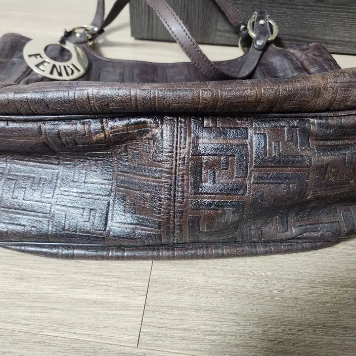 [BUNJANG] Fendi FF Logo Brown Leather Shoulder Bag / 펜디 FF 로고 브라운 가죽 숄더백