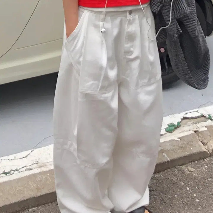 [BUNJANG] 데일리쥬 칼리디 절개 핀턱 코튼 와이드팬츠 아이보리S / 데일리쥬 칼리디 절개 핀턱 코튼 와이드팬츠 아이보리S