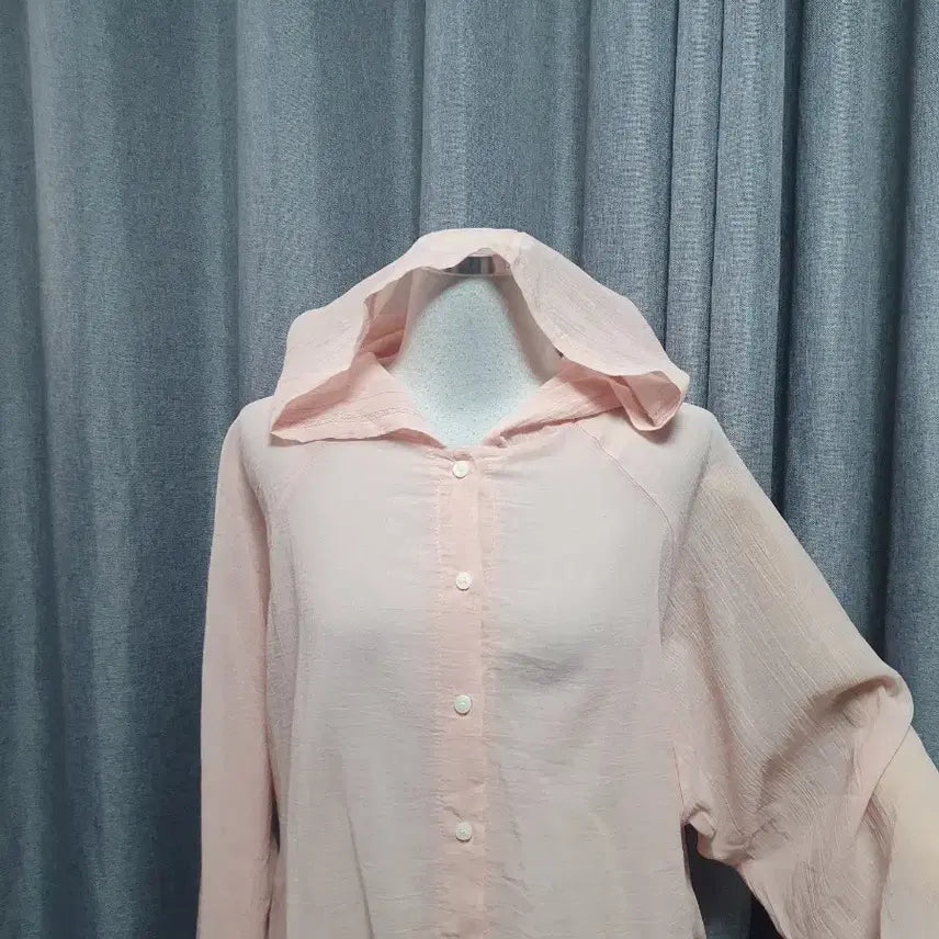 [BUNJANG] Pink Hoodie Shirt / 오버 핑크 후드남방