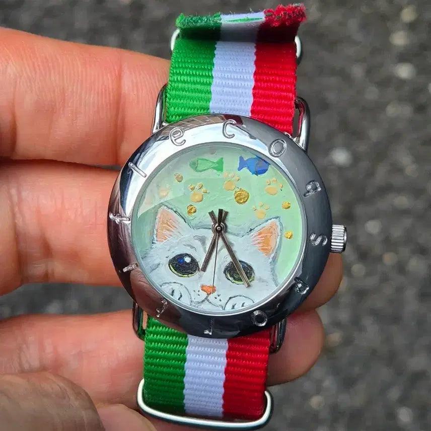 [BUNJANG] Hand-Painted Cat Vintage Watch / 고양이집사 빈티지시계
