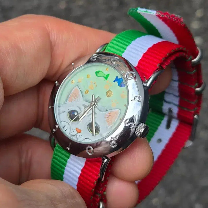 [BUNJANG] Hand-Painted Cat Vintage Watch / 고양이집사 빈티지시계