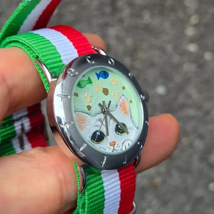 [BUNJANG] Hand-Painted Cat Vintage Watch / 고양이집사 빈티지시계