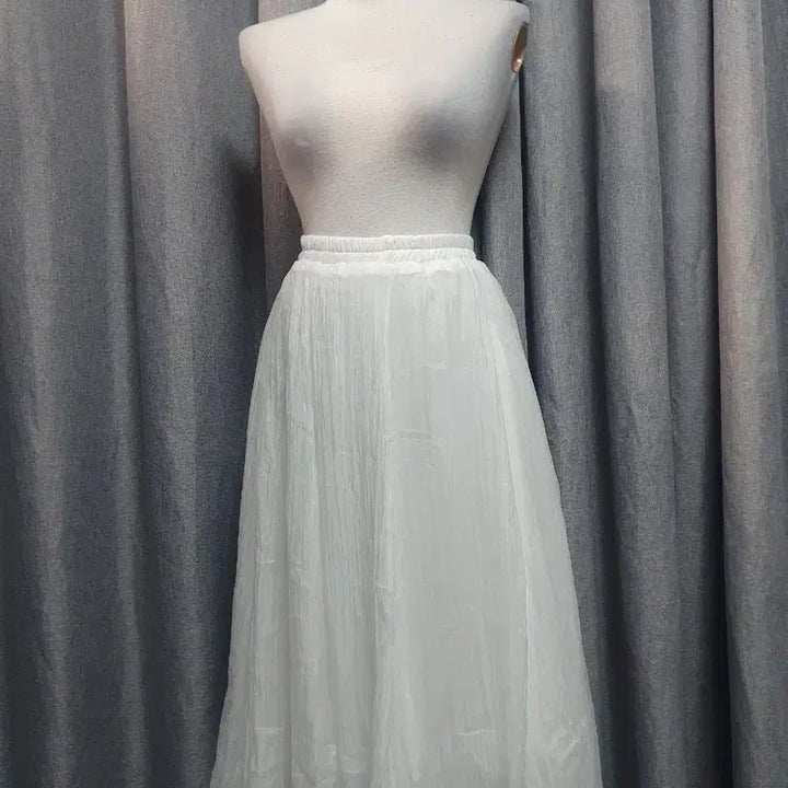 [BUNJANG] White Long Skirt / 쉬어 밴딩 화이트롱스커트