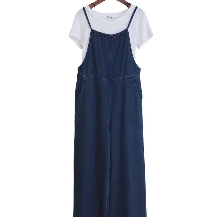 [BUNJANG] Denim Cotton Strap Jumpsuit / 교신안함)데님 코튼 스트랩 점프수트