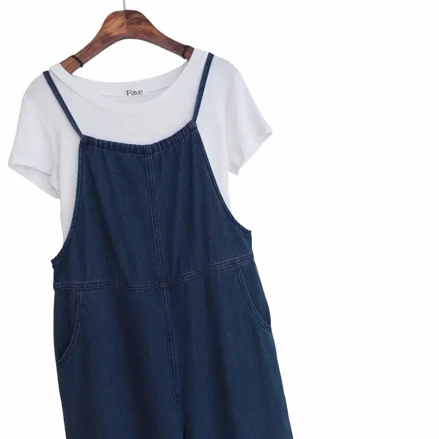 [BUNJANG] Denim Cotton Strap Jumpsuit / 교신안함)데님 코튼 스트랩 점프수트