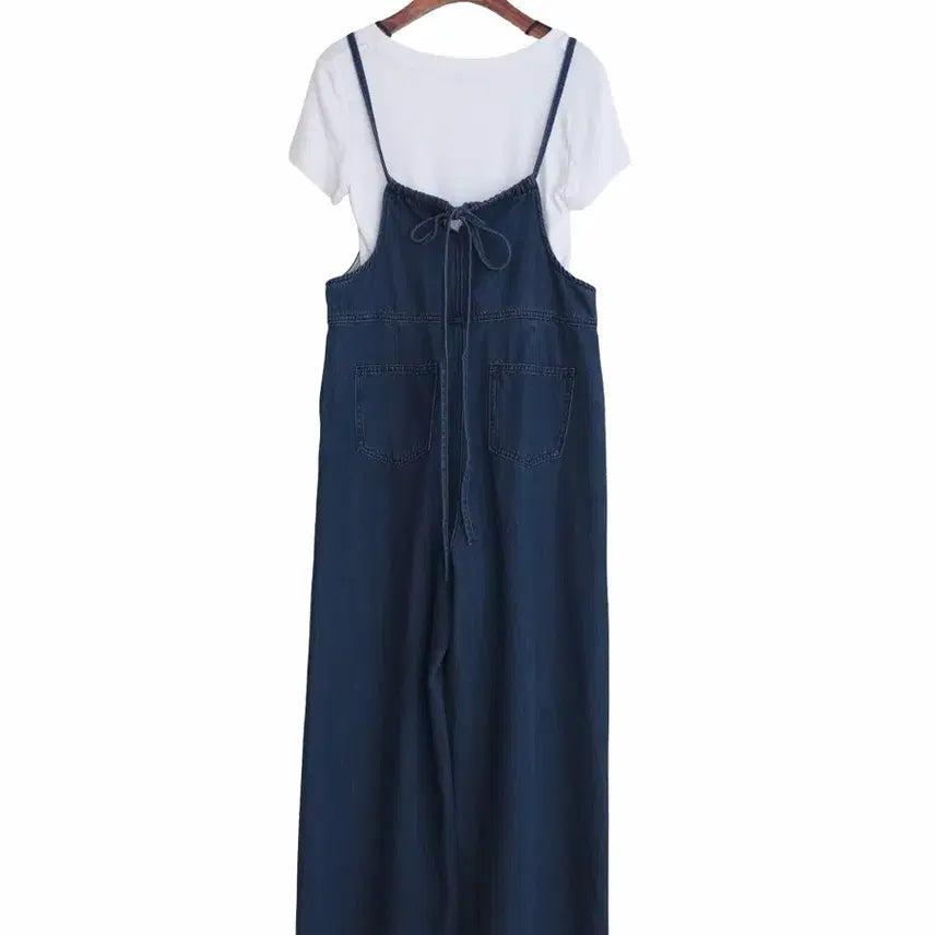 [BUNJANG] Denim Cotton Strap Jumpsuit / 교신안함)데님 코튼 스트랩 점프수트