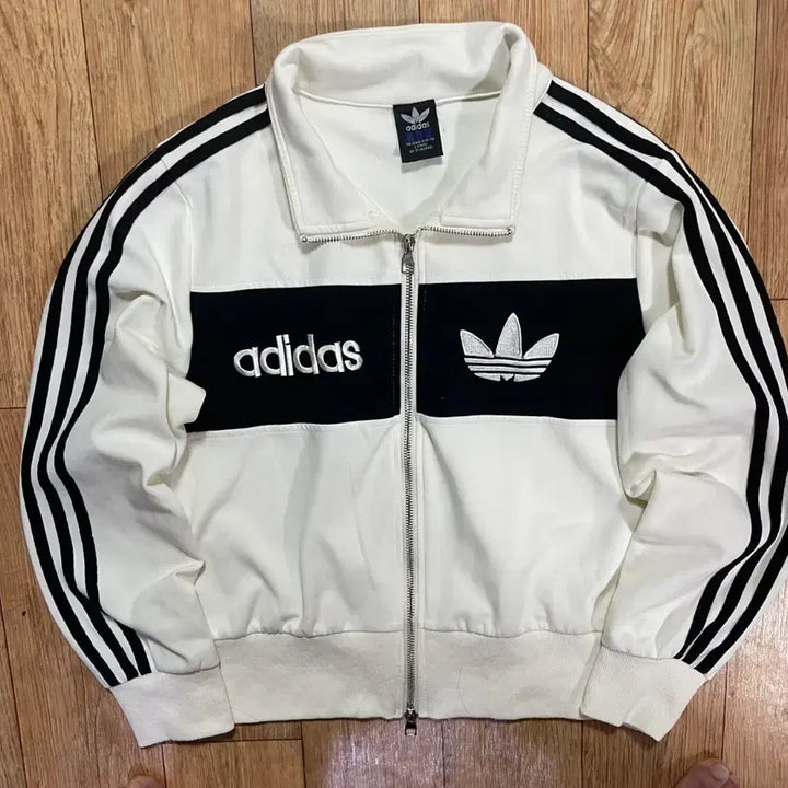 [BUNJANG] Adidas White Black Track Top Zip Jacket / 아디다스 화이트 블랙 트랙탑 져지 집업 자켓 대장