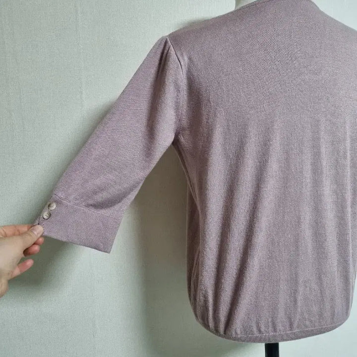 [BUNJANG] Round Neck 3/4 Sleeve Knit Top / 7부 소매 라운드넥 니트 퍼플