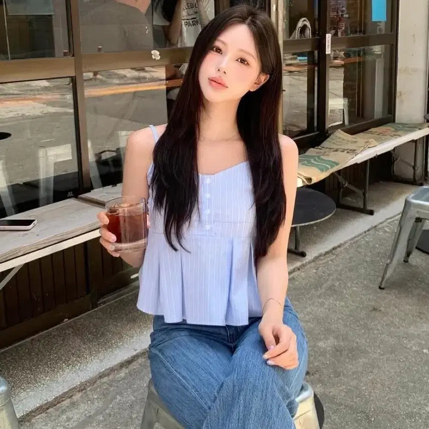 [BUNJANG] (포장째새상품) 샵미네트 미네트 마린 나시 블라우스 / (포장째새상품) 샵미네트 미네트 마린 나시 블라우스