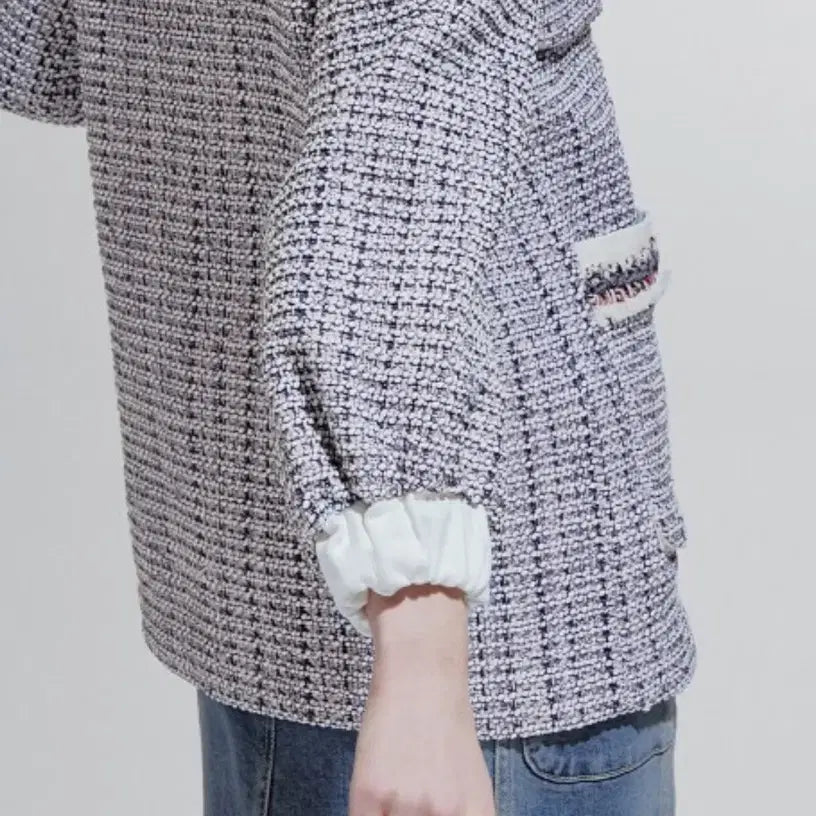[BUNJANG] LANVIN Tweed Jacket Cardigan / 한섬 랑방컬렉션 LANVIN 135만 트위드 자켓 가디건노카라라운드넥퍼프