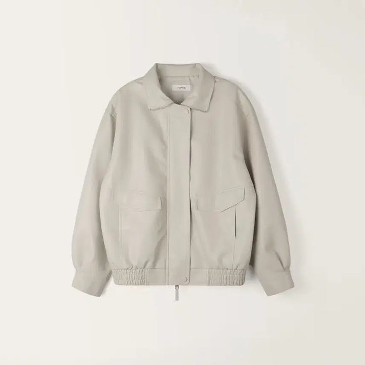 [BUNJANG] Toave High Neck Leather Jacket (Greige) / 토아베 하이 레더 자켓(그레이지)
