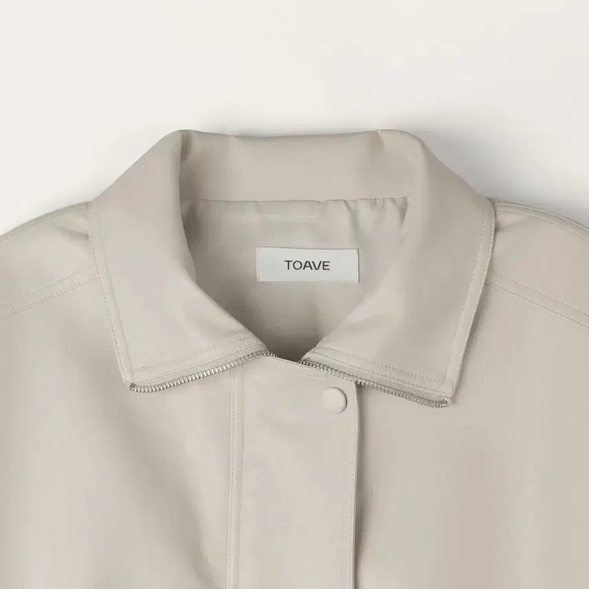 [BUNJANG] Toave High Neck Leather Jacket (Greige) / 토아베 하이 레더 자켓(그레이지)