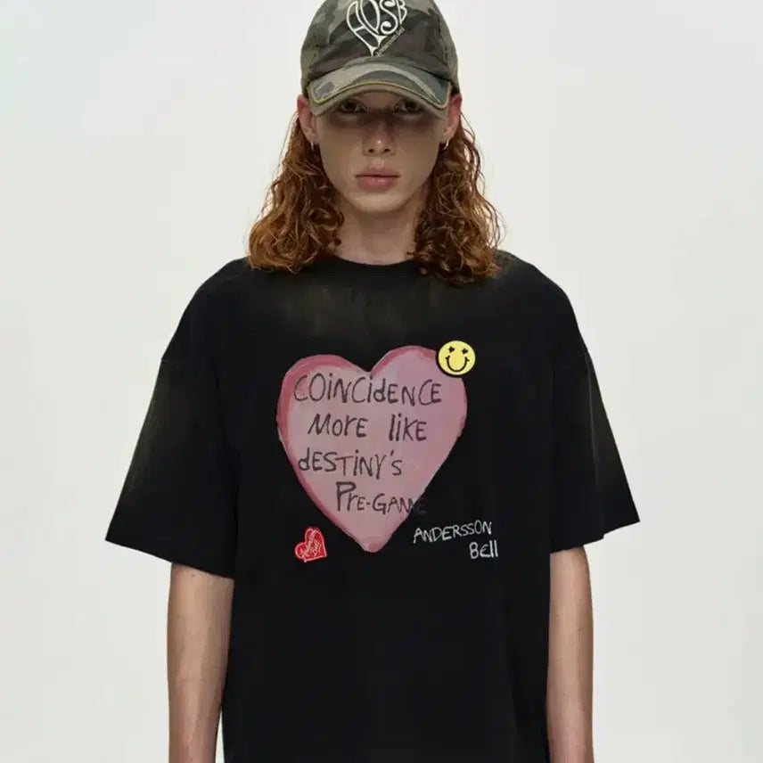 [BUNJANG] Andersson Bell Washed Heart T-shirt L / 앤더슨벨 워싱 하트 반팔티셔츠 L (UNISEX SPRAY WASHED)