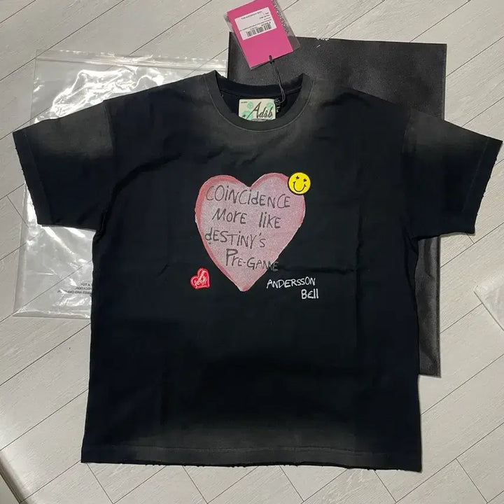 [BUNJANG] Andersson Bell Washed Heart T-shirt L / 앤더슨벨 워싱 하트 반팔티셔츠 L (UNISEX SPRAY WASHED)