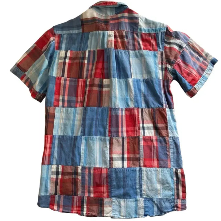 [BUNJANG] BAPE Madras Patchwork Short Sleeve Shirt / BAPE 2015 베이프 마드라스 체크 패치워크 셔츠