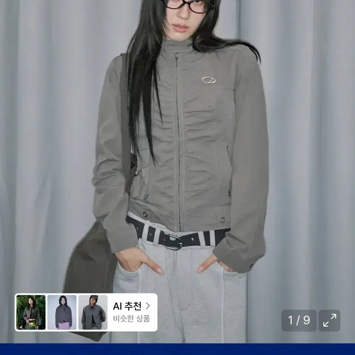 [BUNJANG] ODD STUDIO Signature Shirring Cotton Biker Jacket - Charcoal / 오드 스튜디오 시그니처 셔링 코튼 바이커 자켓 - CHARCOAL