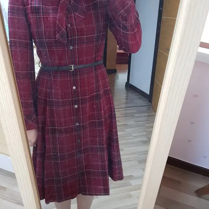[BUNJANG] BCBG Red Tartan Check Dress / BCBG 비씨비지 레드 타탄 체크 원피스