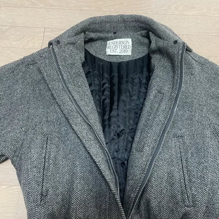 [BUNJANG] Anderson Herringbone Blue Blouson Wool Jacket / 언더슨 헤링본 블루종 퍼카라 누빔 울자켓