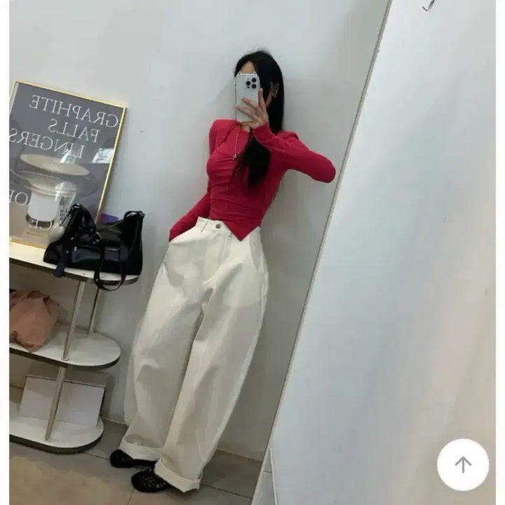 [BUNJANG] Curve Wide Pants White New / 커브아방팬츠 화이트 새상품