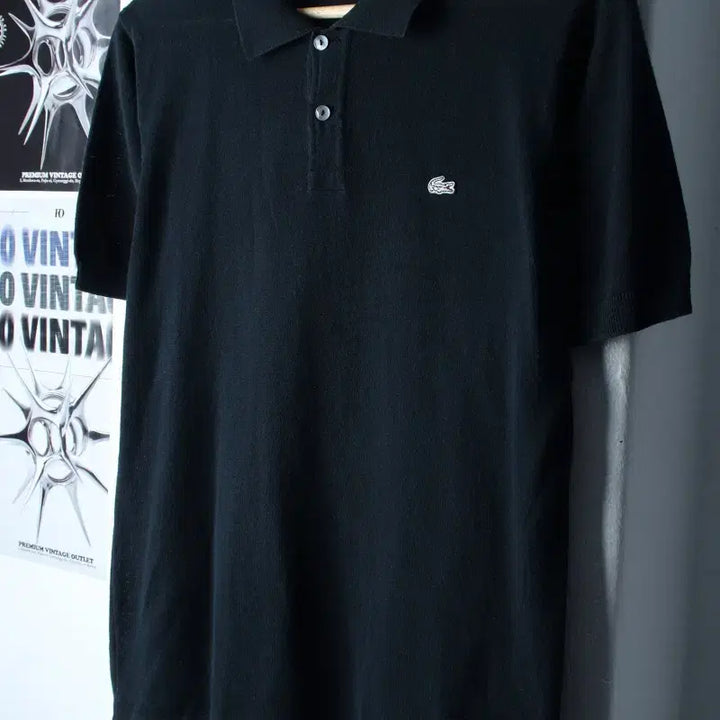 [SOLD OUT] (M) 라코스테 반팔 카라 티셔츠 니트 차콜 무지 놈코어-185BF