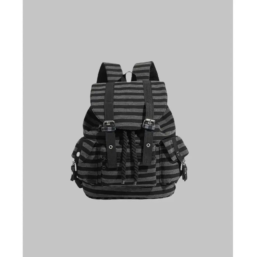 [BUNJANG] Subculture Stripe Canvas Backpack / 서브컬처 스트라이프 캔버스 데일리 백팩 가방