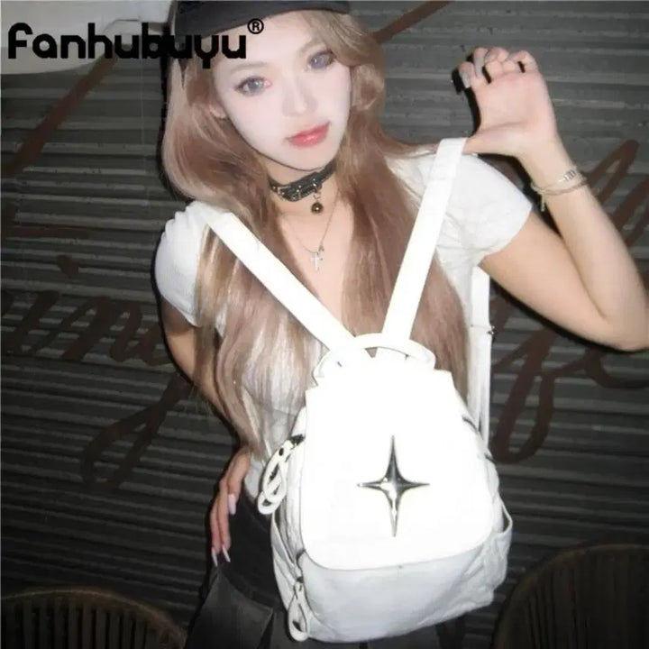 [BUNJANG] Artificial Leather Backpack / 지뢰계 스타 장식 인조가죽 백팩 가방