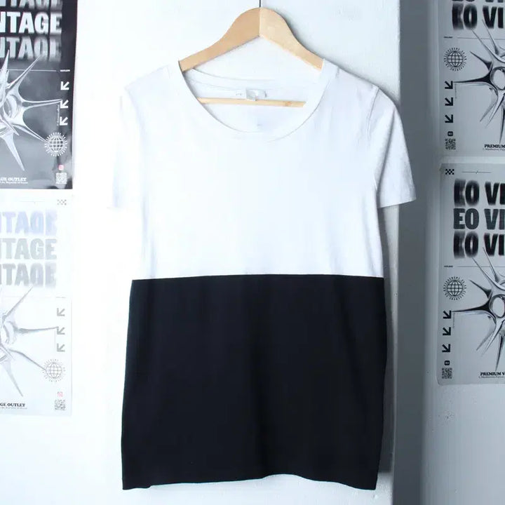 [BUNJANG] W(M-L) Two-tone Solid Color T-shirt / W(M-L) 코스 반팔 티셔츠 투톤 무지 놈코어-18600