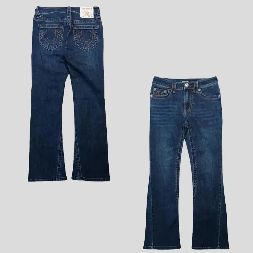 [BUNJANG] True Religion Y2K Orange Stitch Bootcut Jeans / 트루릴리전 진청워싱 오렌지 스티치 Y2K 스트레치 부츠컷 청바지 데님팬츠