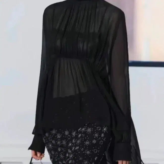 [BUNJANG] ZARA Black Sheer Long Blouse L / 2025자라 ZARA블랙 시스루 고급롱 블라우스L