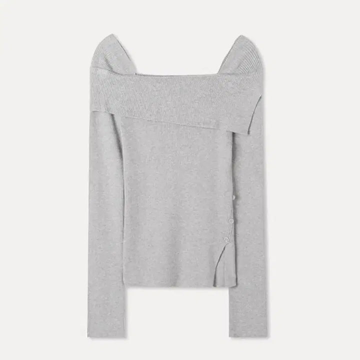 [BUNJANG] MIXXO Off-Shoulder Knit Button-Up Asymmetrical Shoulder / 미쏘 오프숄더 니트 버튼업 언발숄더