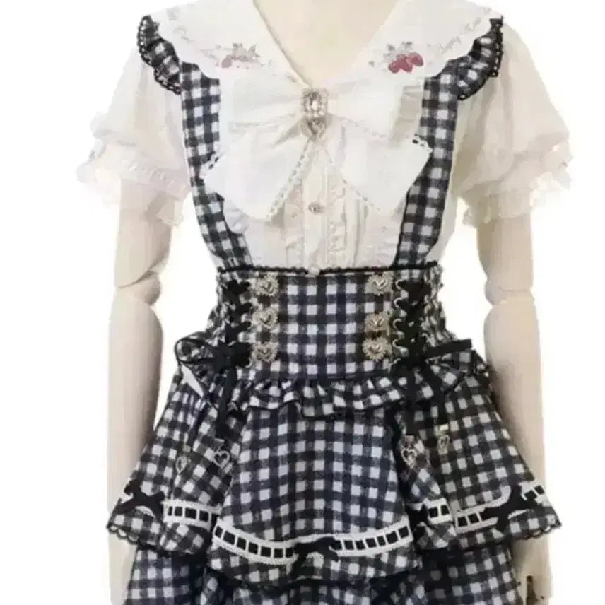 [BUNJANG] Liz Lisa Gingham Suspender Charm / 리즈리사 깅엄 서스팬더 챰