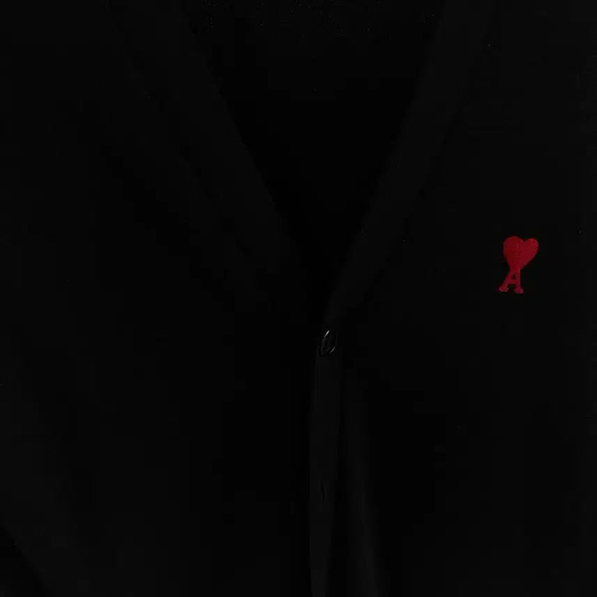 [BUNJANG] AMI Small Heart Black Wool Cardigan L / 아미 스몰 하트 블랙 가디건 L