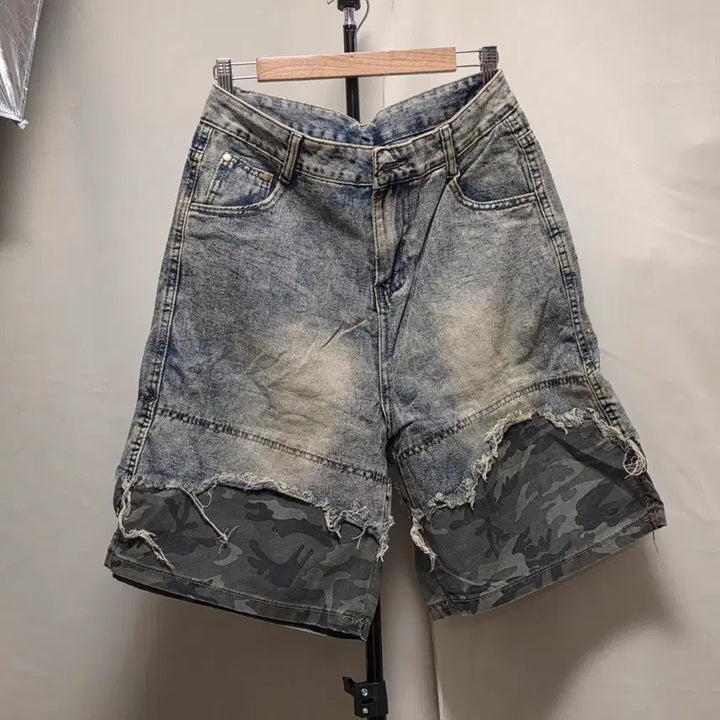 [BUNJANG] Layered Camo Denim Bermuda Shorts / 레이어드 카모 청 버뮤다팬츠 새제품