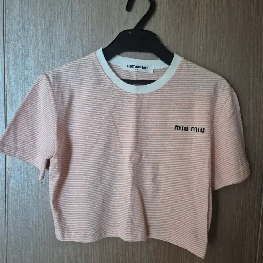 [BUNJANG] Cropped T-Shirt Pink/Blue / 크롭 반팔 티셔츠 핑크/블루