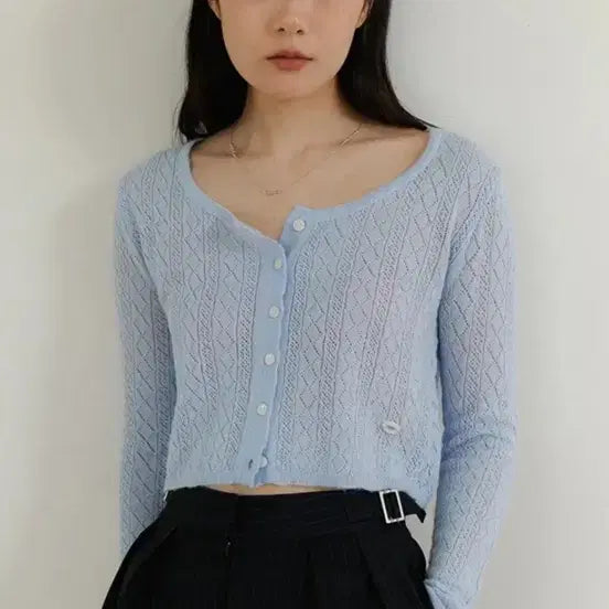 [BUNJANG] MAGNET ARCHIVE Sky Blue Pattern Cardigan / 마그넷 아카이브 하늘색 패턴 가디건