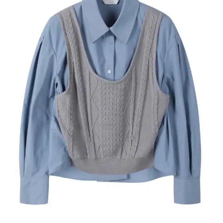 [BUNJANG] Juke Layered Blouse Blue S / 쥬크 조끼 레이어드 블라우스 블루 S