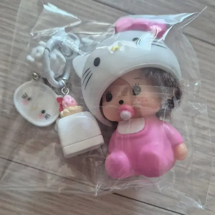 [BUNJANG] Monchhichi Kitty Transformation Keyring / 몬치치 키티모자 변신 키링 짱귀여움