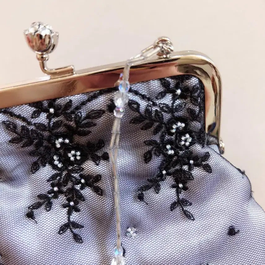 [BUNJANG] Beaded Lace Mini Clutch Bag / 비즈 레이스 클러치 미니백