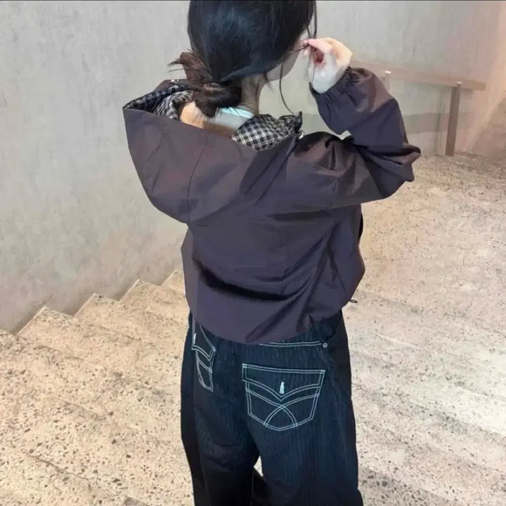 [BUNJANG] Avery Check Windbreaker Jumper / 에이블리 체크 바람막이 점퍼