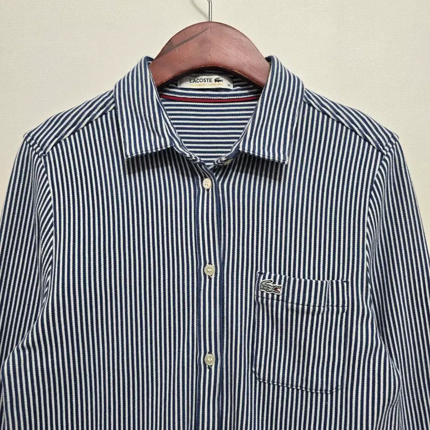 [BUNJANG] Lacoste Striped Long Sleeve Shirt / 라코스테 스트라이프 긴팔 셔츠