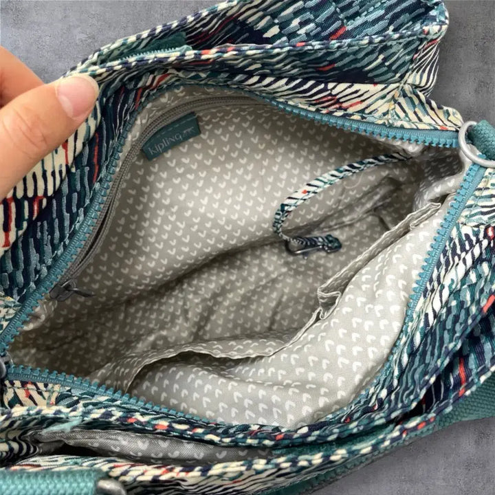 [BUNJANG] Kipling Mint Pattern Nylon Tote Bag / 키플링 Kipling 민트 패턴 나일론 토트백 숄더백