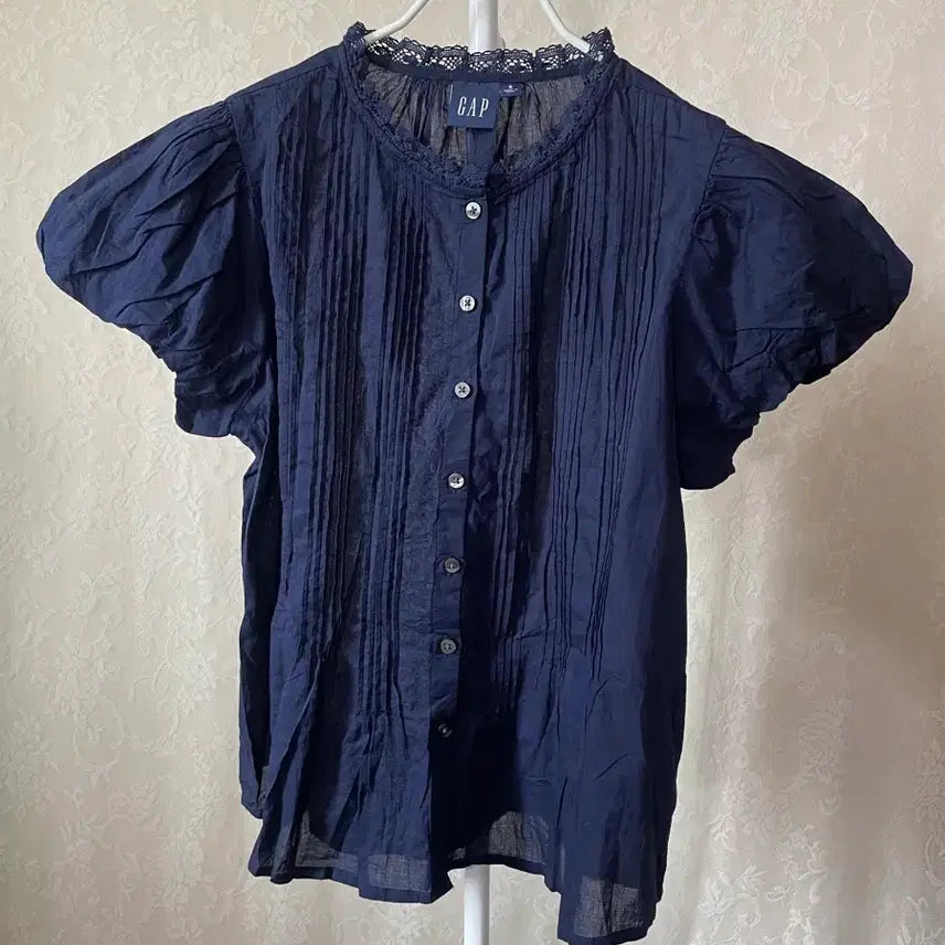 [BUNJANG] Gap Navy Puff Blouse / 갭 네이비 퍼프 블라우스