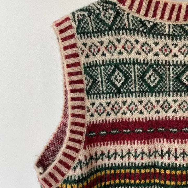 [BUNJANG] BNX Pattern Knit Vest Cardigan / BNX 패턴 니트 조끼 가디건 F