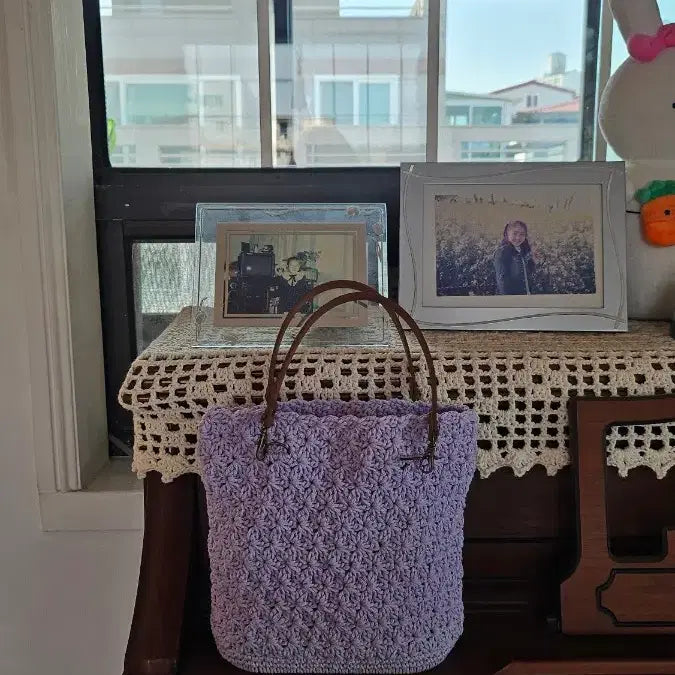 [BUNJANG] Handmade Lilac Tote Bag / 손뜨개가방(라일락토드)