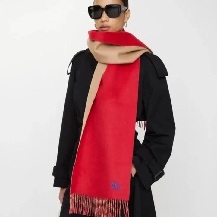 [BUNJANG] Burberry Red Reversible Scarf / 버버리 레드 머플러 양면 스카프