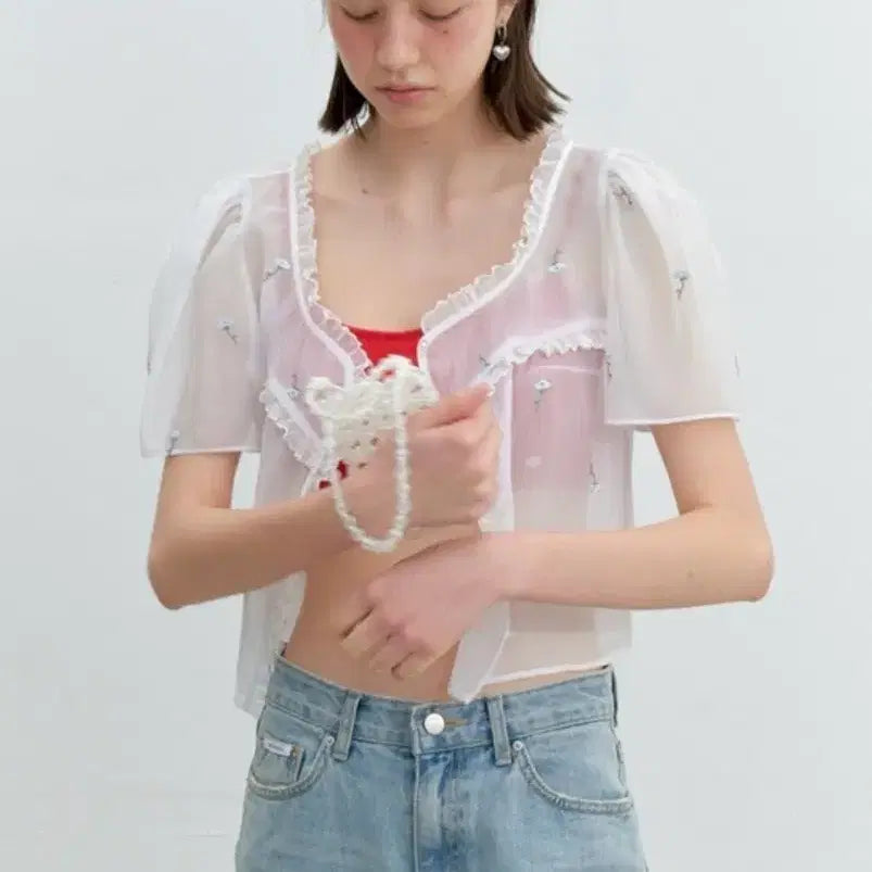 [SOLD OUT] 순수 soonsu Pure Flower Top (White) 새상품