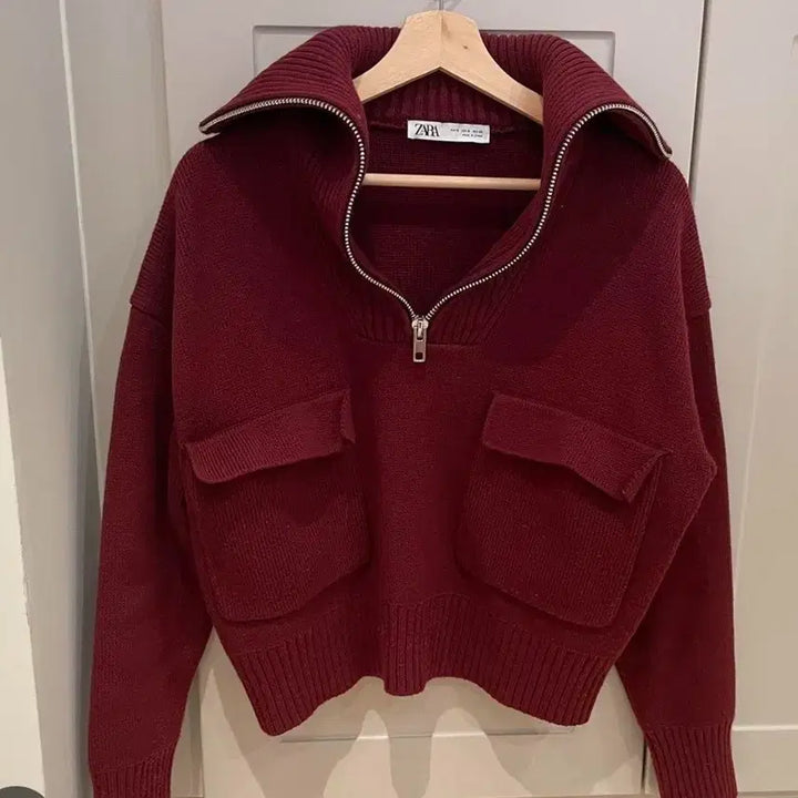 [SOLD OUT] 자라 포켓  반집업 니트