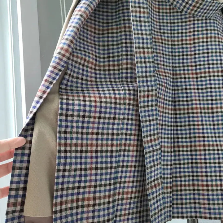 [BUNJANG] Besti Belli Check Trench Long Coat / 베스티벨리 체크 트렌치롱코트